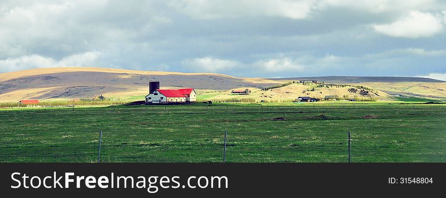 Icelandic landscape with a house