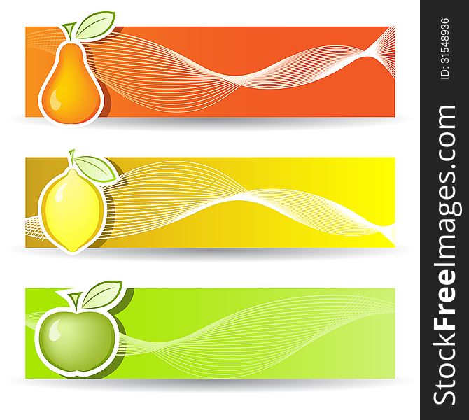 Vector Banners set with Fruits illustration