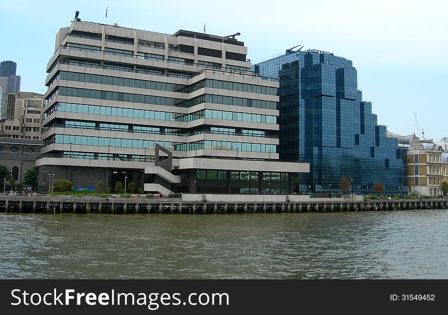 Buildings along Thames in London