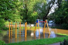überflutetr Playground On The Elbe Royalty Free Stock Images