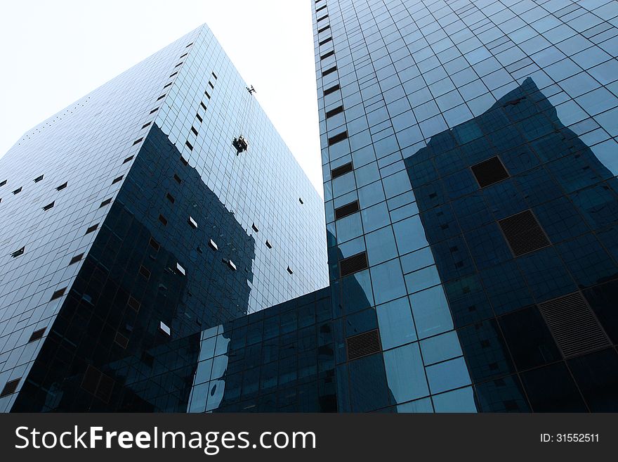 Office building with glass surface