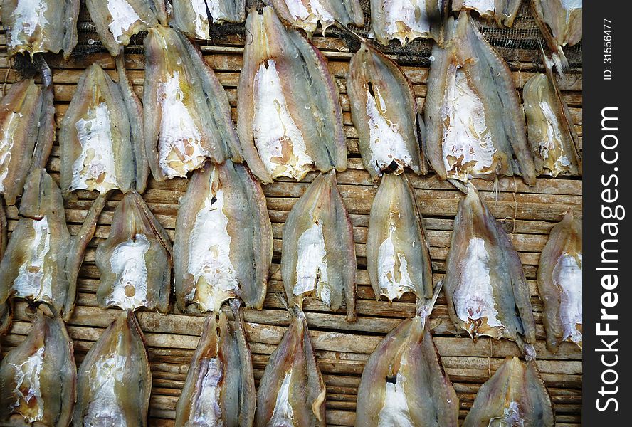 Drying fish for anchovies in the coastal areas in Indonesia