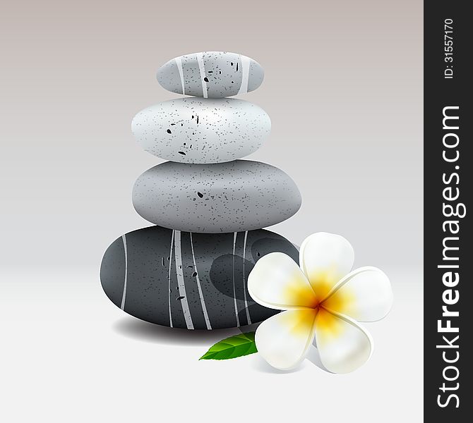 Spa stone with frangipani flower, vector Eps10 illustration. Spa stone with frangipani flower, vector Eps10 illustration.
