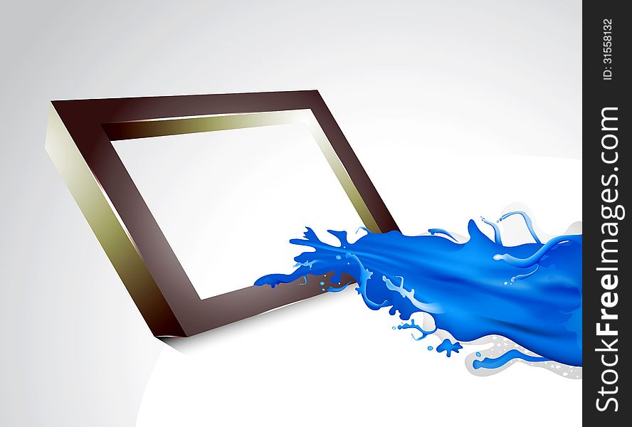 Illustration blue splash into the frame. Illustration blue splash into the frame