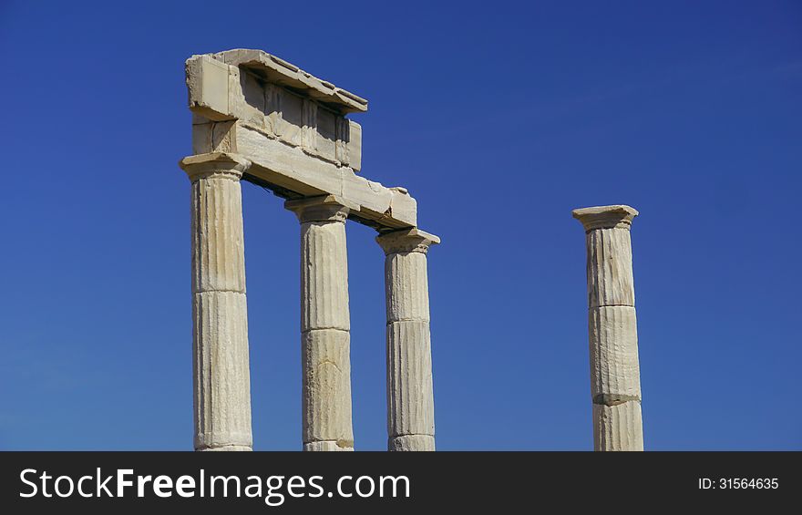 4 Columns in the blue Greek sky. 4 Columns in the blue Greek sky