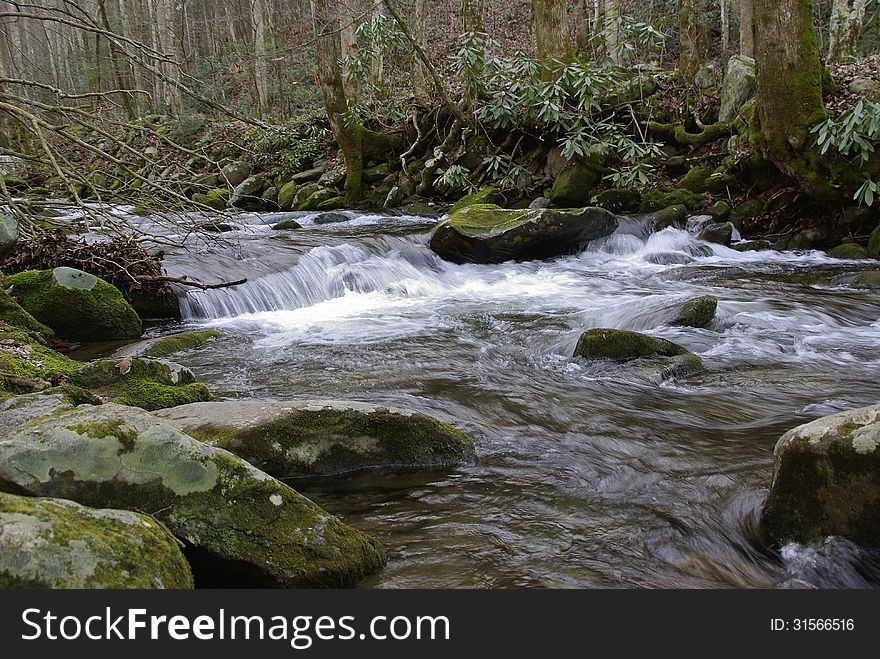 Water flows from a mountain top in Gatlinburg Tenn. Water flows from a mountain top in Gatlinburg Tenn.