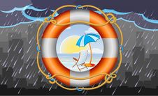 Orange Lifebuoy With Stripes And Rope As Vacation Symbol Royalty Free Stock Image Orange Lifebuoy With Stripes And Rope As Vacation Symbol Royalty Free Stock Image