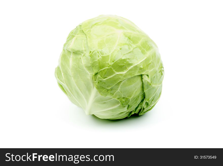 Raw Full Body Head of Cabbage on white