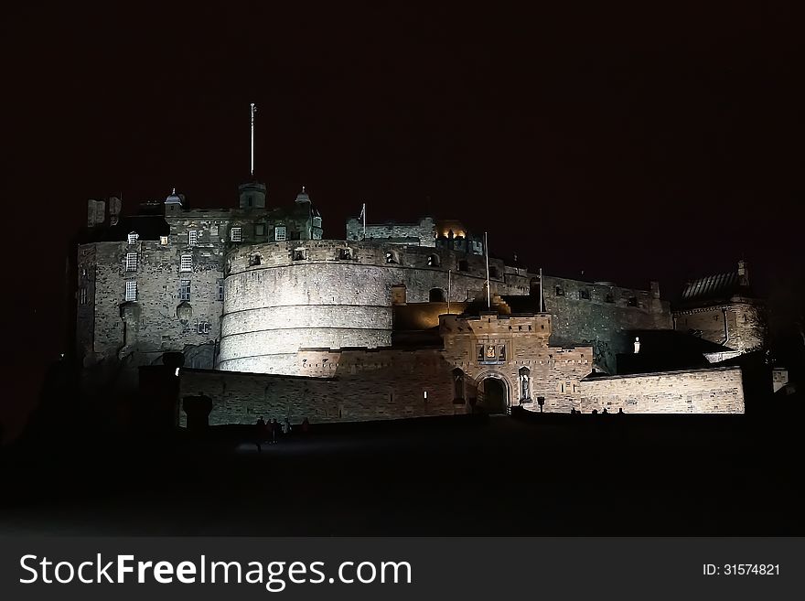 Night view of Edinburgh castle, Scotland, UK