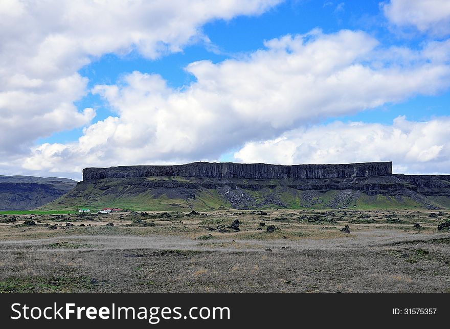 Table flat rock in the east of Iceland. Table flat rock in the east of Iceland