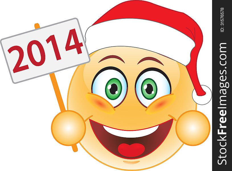 Stock Image - smile in a red cap with tablet in 2014. Stock Image - smile in a red cap with tablet in 2014.