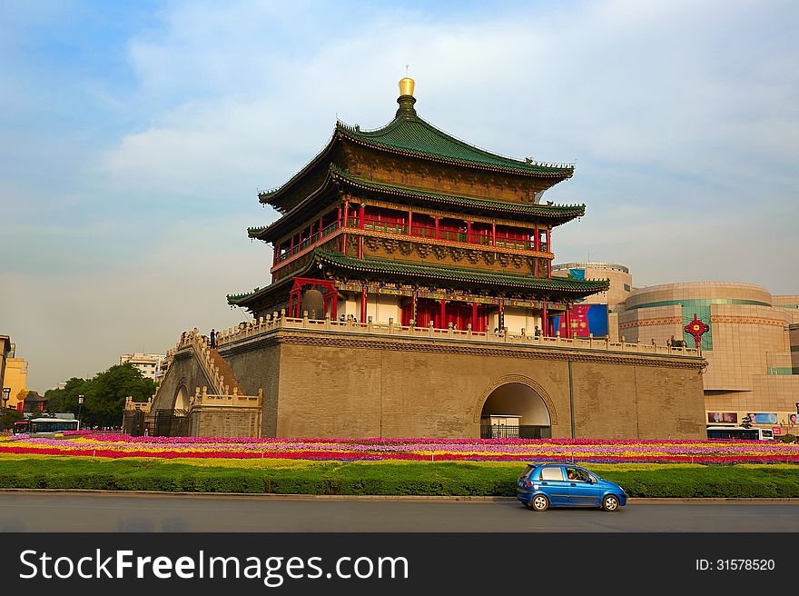 The image taken in chinas shanxi province xian city.Time is in 2013 at the beginning of May.It is one of the landmarks of Xian. The image taken in chinas shanxi province xian city.Time is in 2013 at the beginning of May.It is one of the landmarks of Xian.