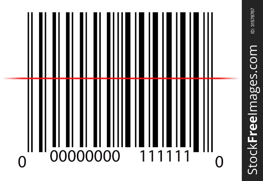 Red laser line on barcode