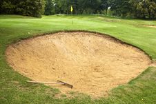 Golf Course Bunker With Rake Royalty Free Stock Photo Golf Course Bunker With Rake Royalty Free Stock Photo