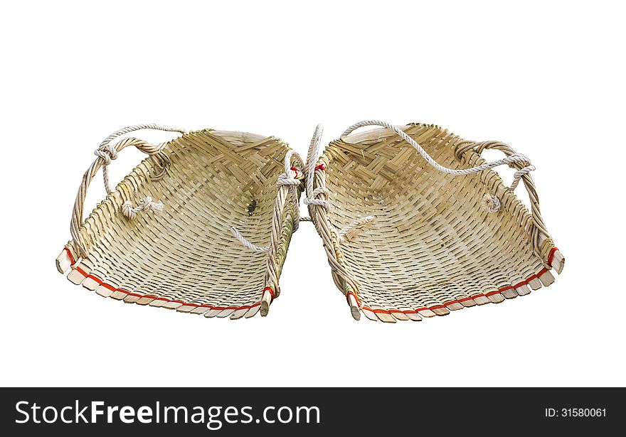 Clam-shell shaped basket on white background. Clam-shell shaped basket on white background.