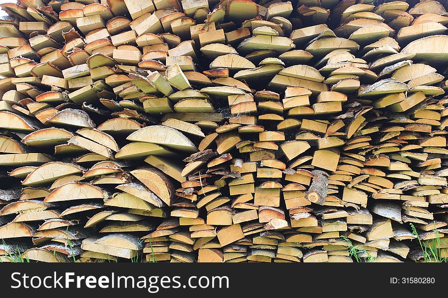 Stacked Firewood In A Pile
