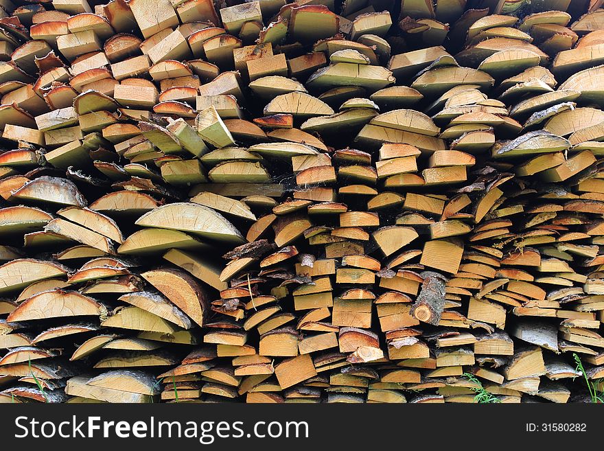 Stacked Firewood In A Pile
