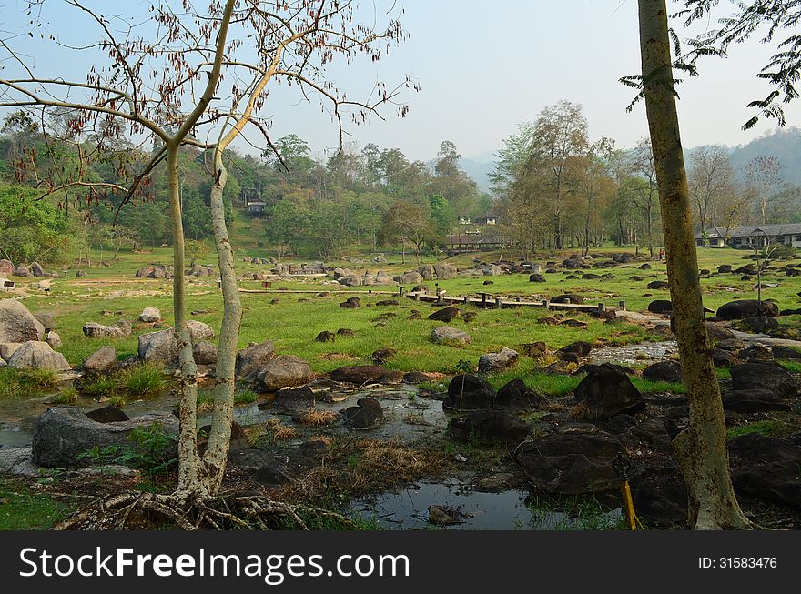 View of Fang hot spring,Thailand