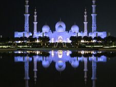 Abu Dhabi Grand Mosque At Night Stock Photo