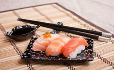 Mix Sushi With Salmon, Smoked, Roasted Royalty Free Stock Photos Mix Sushi With Salmon, Smoked, Roasted Royalty Free Stock Photos