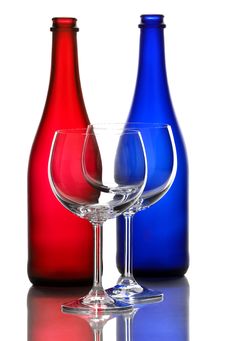 Color Wine Bottles And Wine Glasses Stock Photo Color Wine Bottles And Wine Glasses Stock Photo
