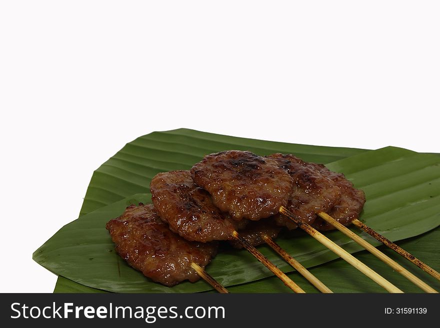 Grilled pork on white background