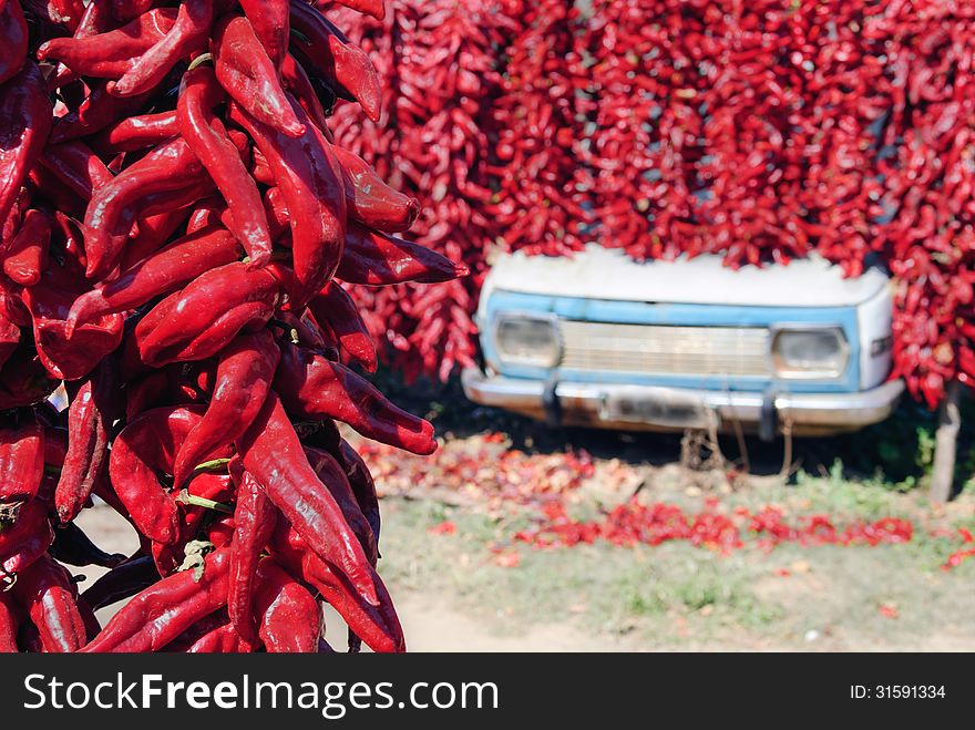 Drying Peppers In The Traditional Way