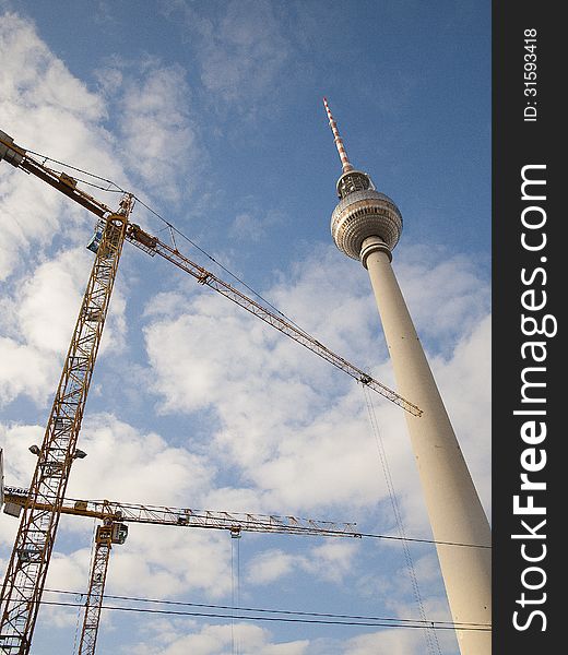 TV tower in Berlin at Blue Sky