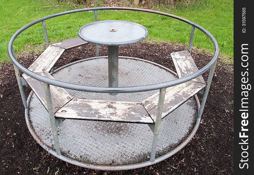 Old carousel at the playground