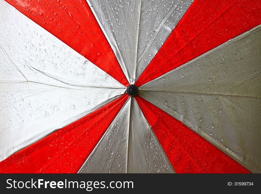 Drops of rain water on the umbrella. Drops of rain water on the umbrella.