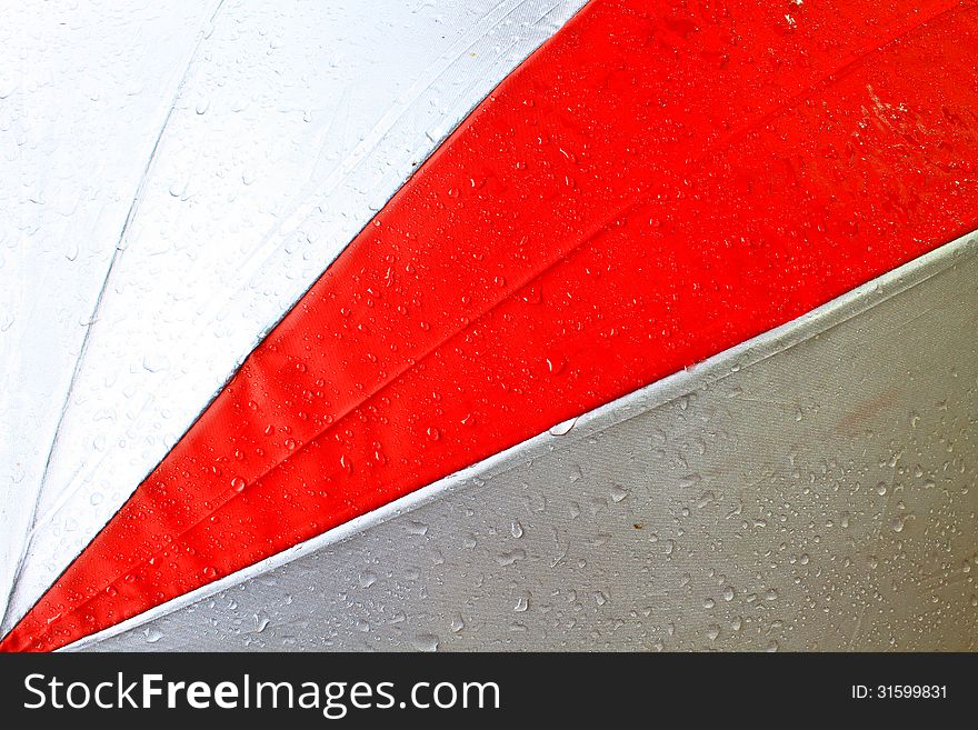 Drops of rain water on the umbrella. Drops of rain water on the umbrella.