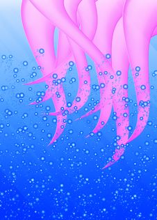 Underwater Octopus Illust. Royalty Free Stock Image