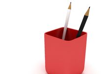 Two Pencils In Pencil Holder Royalty Free Stock Photography Two Pencils In Pencil Holder Royalty Free Stock Photography