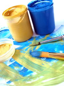 Blue And Yellow Paint Jar Stock Photos Blue And Yellow Paint Jar Stock Photos