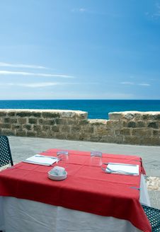 Restaurant Table On The Sea Royalty Free Stock Image