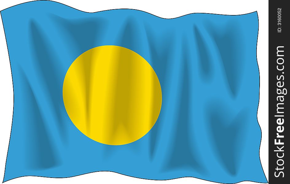 Waving flag of Belau isolated on white. Waving flag of Belau isolated on white