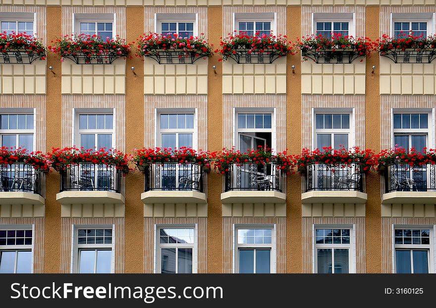 Row of windows of dwelling house