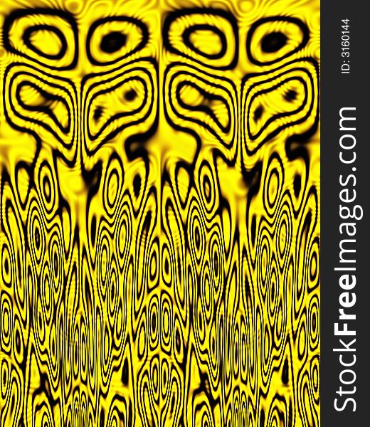 Symmetric Yellow afro pattern with black stripes. Symmetric Yellow afro pattern with black stripes