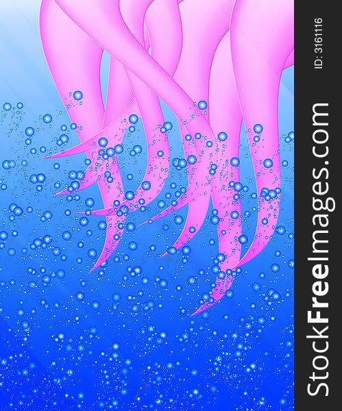 A large illustration showing the eight tentacles of a pink, cartoon octopus swimming up towards the upper right corner creating lots of bubbles in the blue water below. A large illustration showing the eight tentacles of a pink, cartoon octopus swimming up towards the upper right corner creating lots of bubbles in the blue water below.