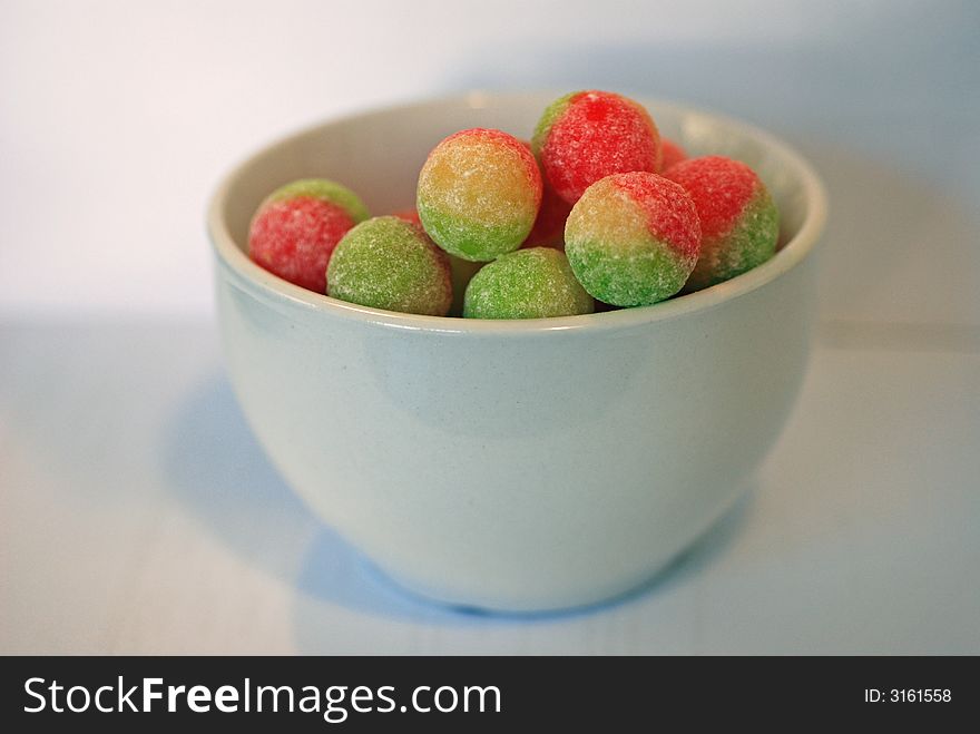 Red, yellow and green coloured boiled sweets. Red, yellow and green coloured boiled sweets