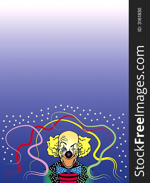 A funny frame with a clown in the bottom with colored decorative lines and little stars. Above place for filling with text. Also available as Illustrator-File. A funny frame with a clown in the bottom with colored decorative lines and little stars. Above place for filling with text. Also available as Illustrator-File