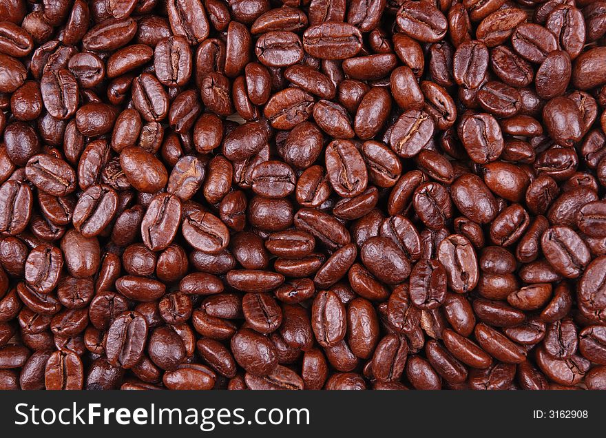 Bunch of coffee beans close up / macro