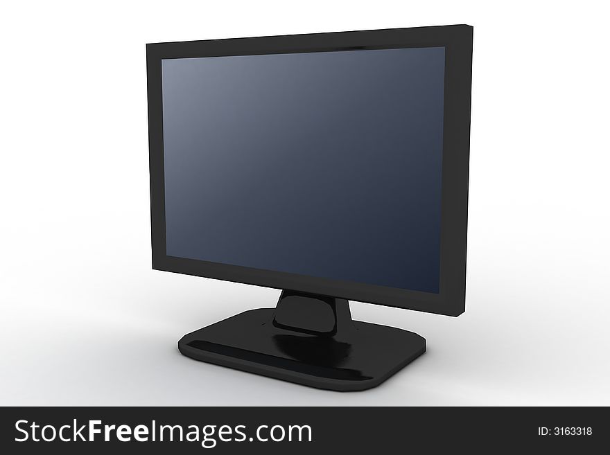 Monitor with blue shade on white