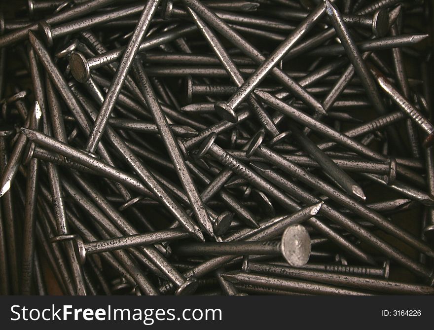 Full frame image of metal nails
