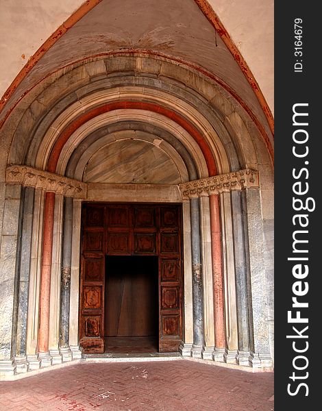 Portalin entrance hall of Abbey Chiaravalle di Fiastra - Tolentino - Marche - Italy