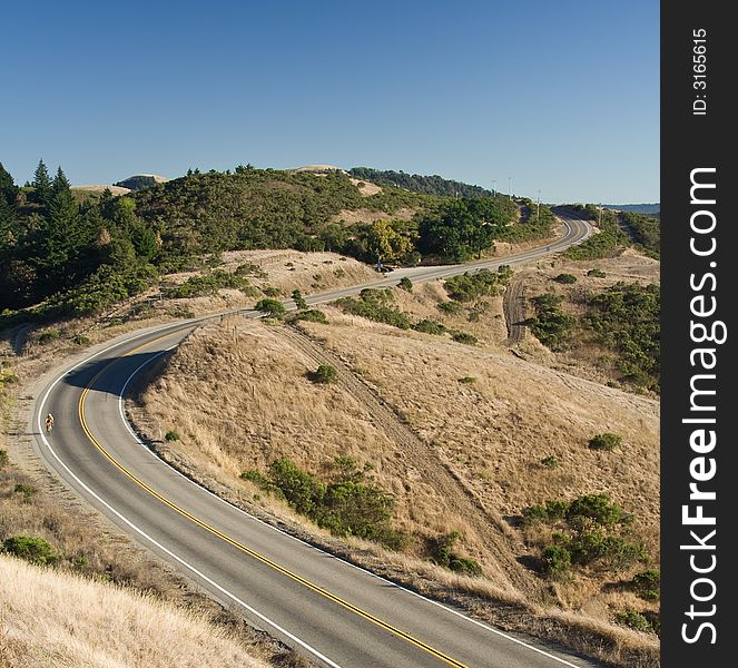 Road weaves through hills in california. Road weaves through hills in california