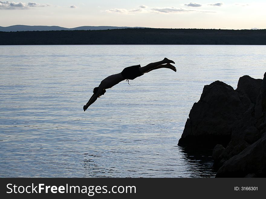 Silhoutte Of A Jumping Man