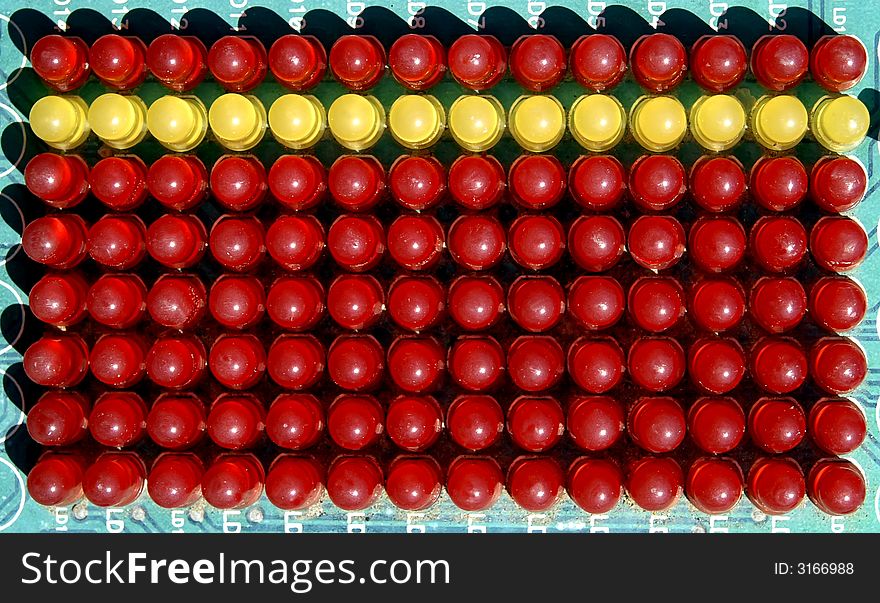 Grouping of LEDs mounted on an electronic circuit board