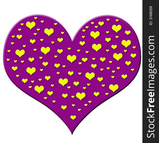 Big pink plastic heart with little yellow hearts. Big pink plastic heart with little yellow hearts