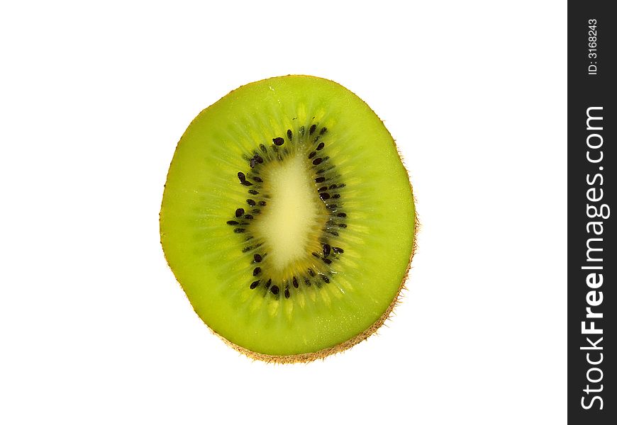 A sliced kiwi fruit, isolated on white